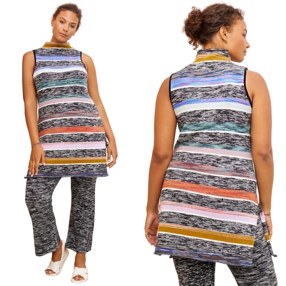 NWOT Anthropologie Space-Dyed Knit Sleeveless Tunic / Dress Sweater Size Medium